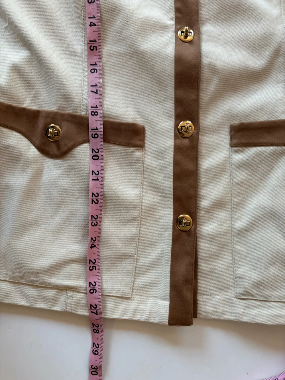 St. John || Turnlock Blazer Contrast Trim Beige‎ Cream Brown Large